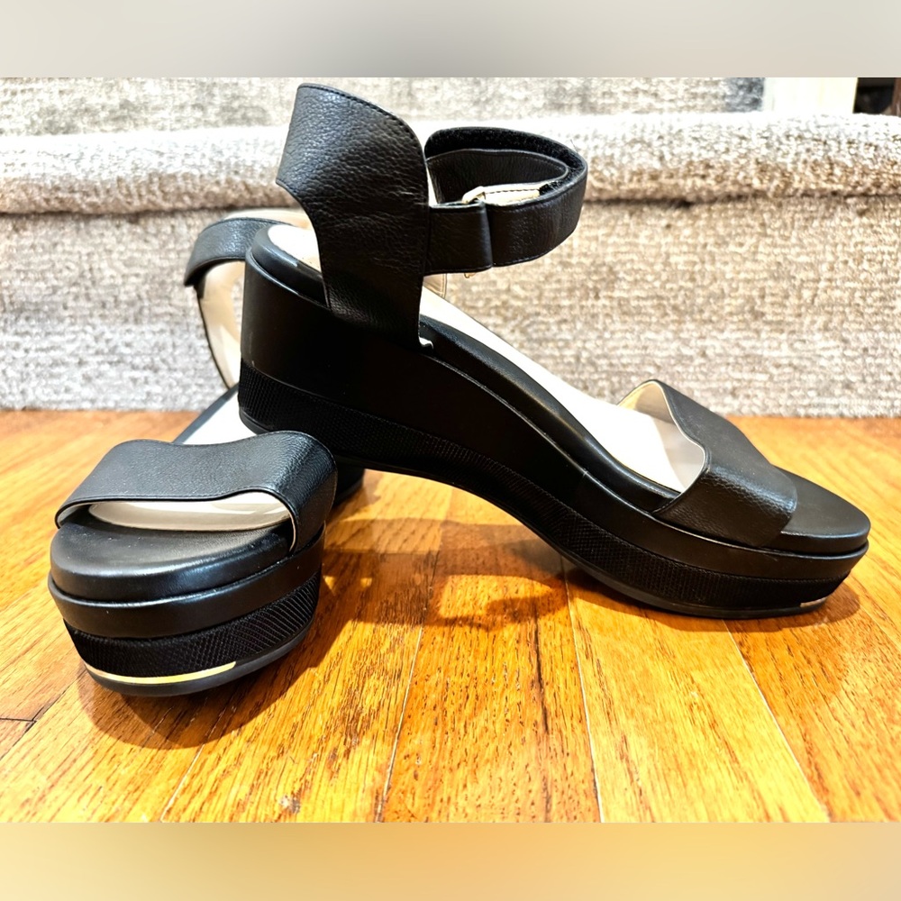 Cole Haan Black Leather Ankle-Strap platform Sandals - Picture 4 of 10